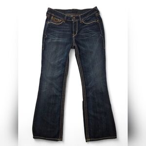 Ariat Turquoise Denim Jeans Size 30 Short Dark Wash Bootcut Studded Western